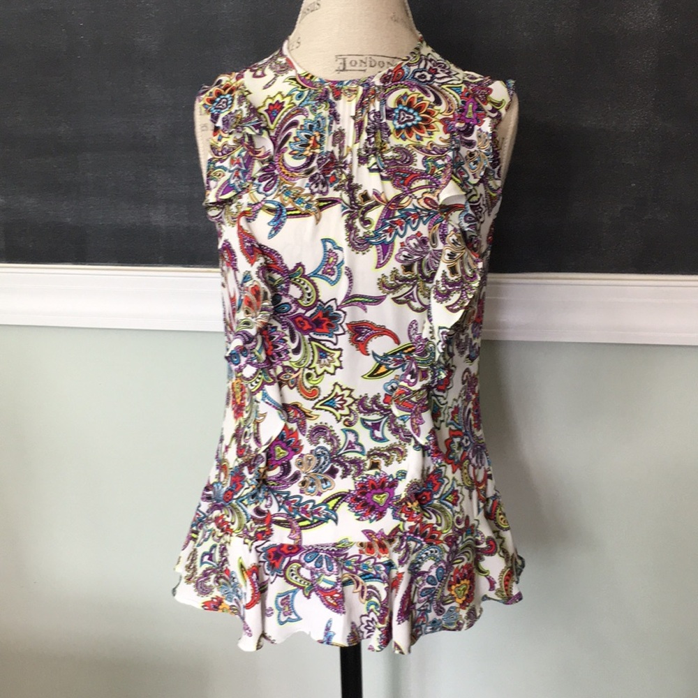 Banana Republic Printed Ruffle Top XS